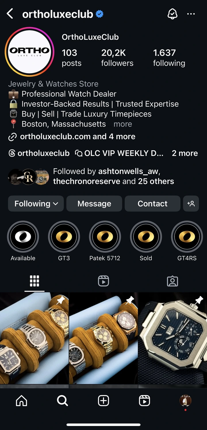 Ortho Luxe Club Instagram profile after Hyper Media